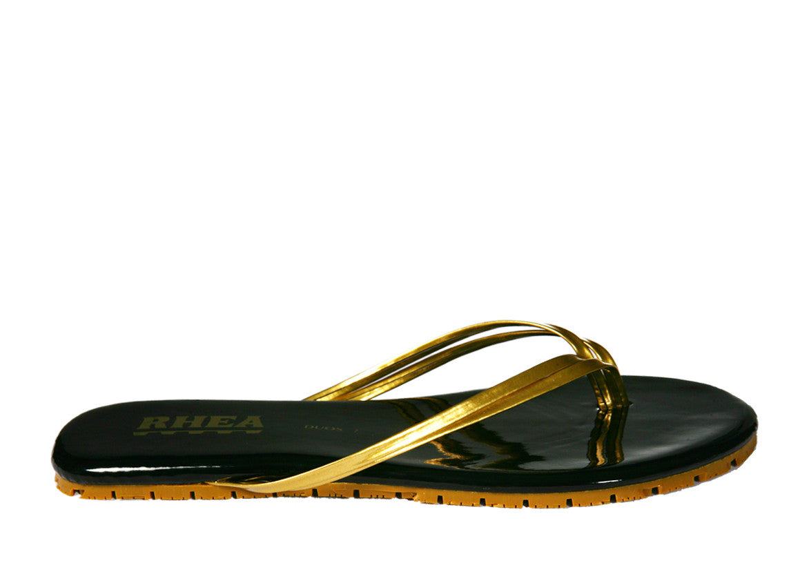Black and hot sale gold womens sandals
