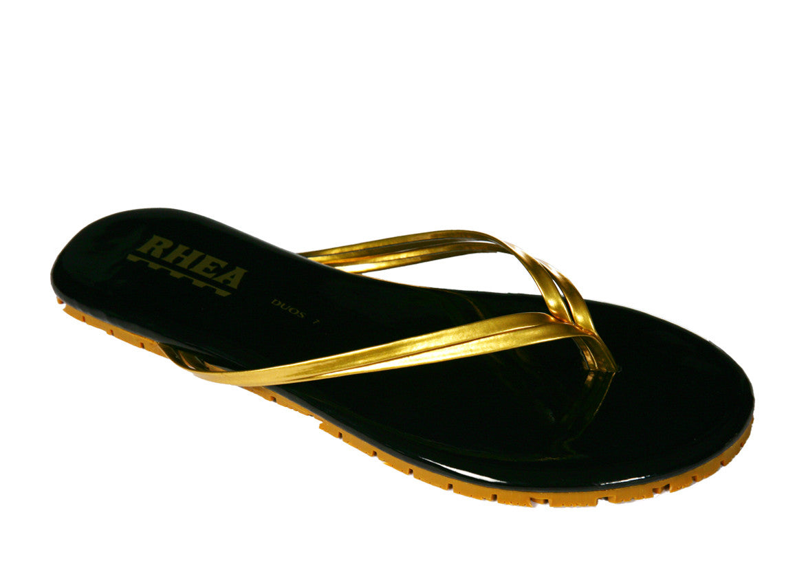 Black & deals gold flip flops